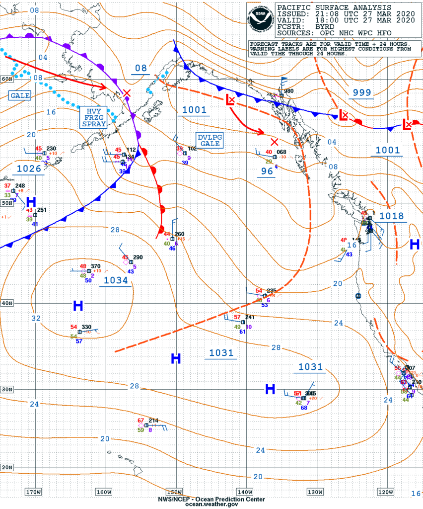 Pacific Surface Analysis
18:00 UTC 27 MAR 2020